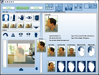 Selection and processing of biometric images. The left side shows the raw biometric data yet to be processed. The right side shows biometric data the operator has selected for processing. 