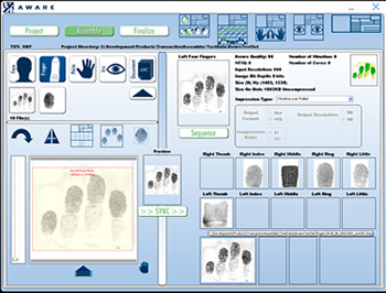 Assembly of a transaction. This stage allows the operator both automated and manual options to analyze and process the biometric images so that they are of acceptable format and quality.