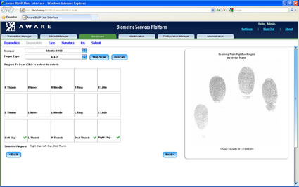 Biometric enrollment in a browser application - fingerprints