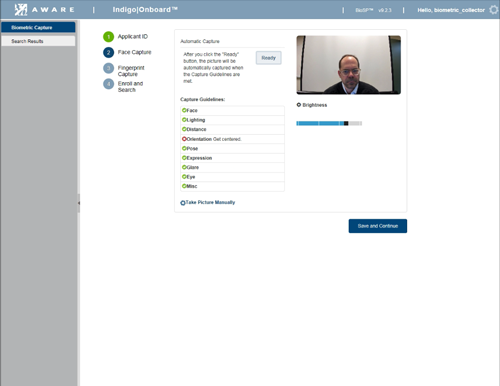 Autocapture of facial image with real-time image quality assurance and camera integration