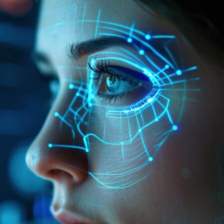 Woman taking online exam